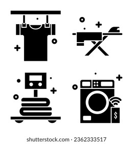 Vector Colored Washing Icons and Laundry Symbols in Glyph Style