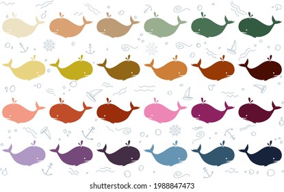 Vector of the colored Whale clipart