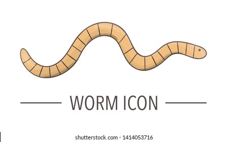 Vector colored worm icon isolated on white background. Colored cartoon style insect illustration. Bug logo 
