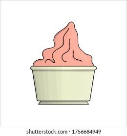 Vector colored yoghurt pack icon. Hand drawn organic fresh dairy product isolated on white background. Natural food illustration. Yogurt packaging design.