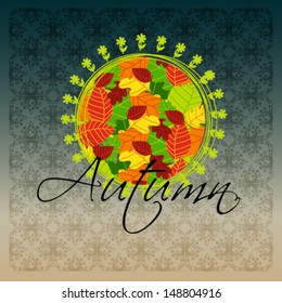 Vector colorfu autumn leaves background illustration