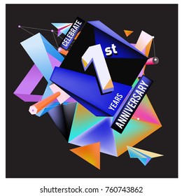 Vector Colorful 1st Anniversary