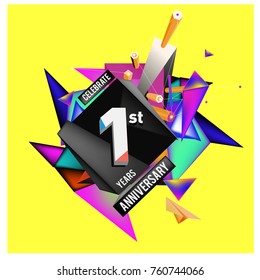 Vector Colorful 1st Anniversary