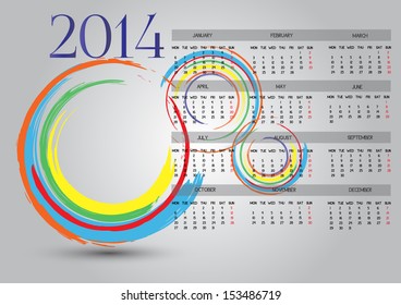 vector- colorful 2014 calendar design element