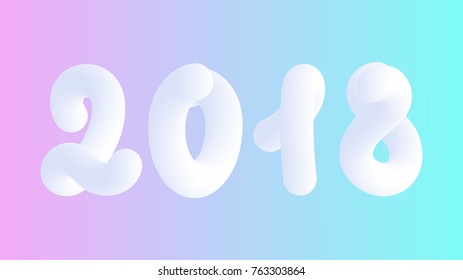 Vector colorful 2018 illustration, Merry Christmas and Happy New Year