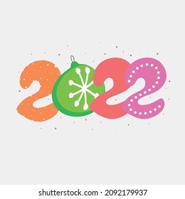 Vektorfarbige 2022-Nummer mit Schneeflocke auf grauem Hintergrund.