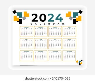 diseño de calendario 2024 de color vectorial