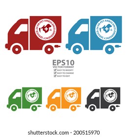 Vector : Colorful 24 HR Pet Ambulance, Emergency Service Icon or Label Isolated on White Background