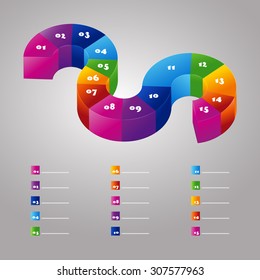 Vector colorful 3D diagram, graph, background for web design or presentation and infographic.