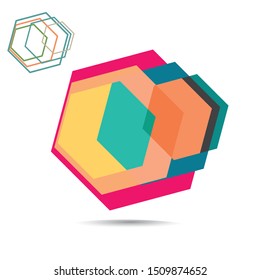 Vector Colorful 3d Hexagonal Squares, Graphic Design Logo. Professional Modern Icon Shape.