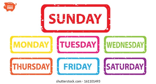 Vector: Colorful  with 7 days of the week. Eps10.