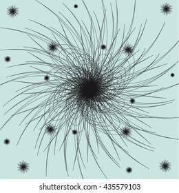 Vector colorful abstract background with black and white mandala. Psychedelic motif. Contour spirograph, patterned design element. Doodling style. 