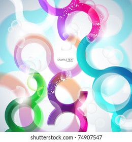 Vector colorful abstract background. Curves lines and bubbles design