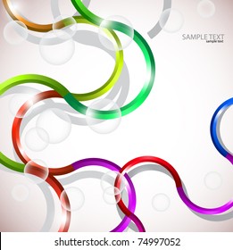 Vector colorful abstract background. Curves lines and bubbles design