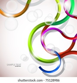 Vector colorful abstract background. Curves lines and bubbles design