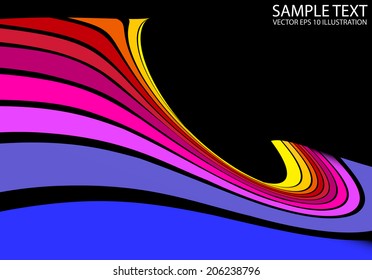 Vector colorful abstract background illustration - Vector color rainbow curve background template