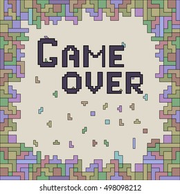 Vector of colorful abstract background made of geometric shapes. Game over. Ideal for room decoration, wrapping, cards, banners, backgrounds.