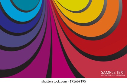 Vector colorful abstract background shaped illustration - Abstract curved rainbow  background template