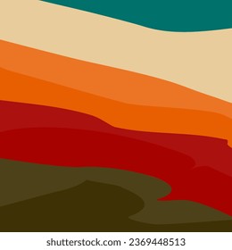 Vector colorful Abstract background texture of wave lines in trendy autumn shades. Fall season. EPS