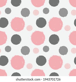 Vector colorful abstract circle brush seamless pattern background.