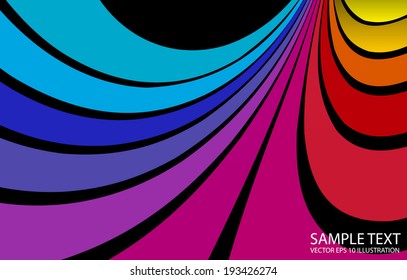 Vector colorful abstract curved background shape - Abstract rainbow curved background template