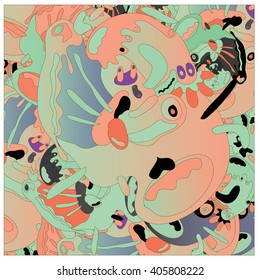 Vector colorful abstract cute monster illustration