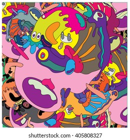 Vector Colorful Abstract Cute Monster Illustration Stock Vector ...