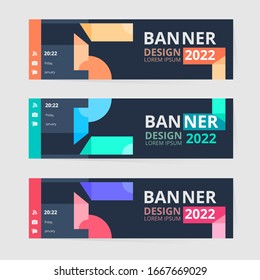 Vector colorful abstract design dark banner background. 