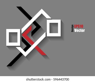 Vector colorful abstract design element with shadow over grey background. Eps10