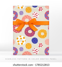 Abstracto de color vectorial Tartas sin mangas con estaca o escarcha sin soldadura para embalajes o papel de envolvimiento de regalo. Casilla de regalo con Cinta de cinta de opciones.