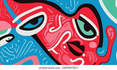 Dibujo de arte de doodle abstracto de color vectorial humano para el verano