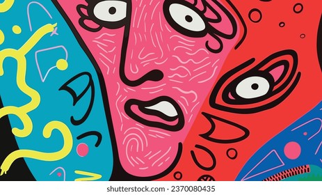 Vector colorful abstract doodle art illustration human