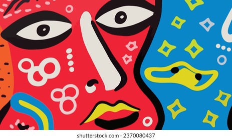 Vector colorful abstract doodle art illustration human