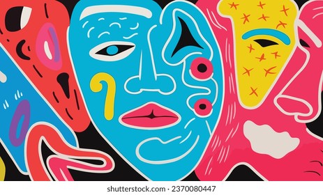 Vector colorful abstract doodle art illustration human