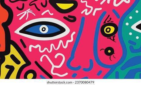 Vector colorful abstract doodle art illustration human