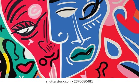 Vector colorful abstract doodle art illustration human