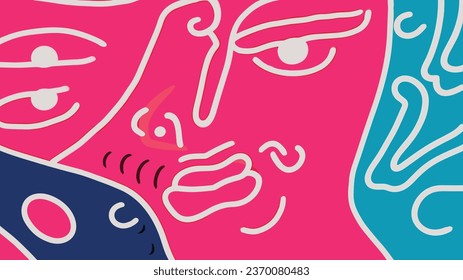 Vector colorful abstract doodle art illustration human