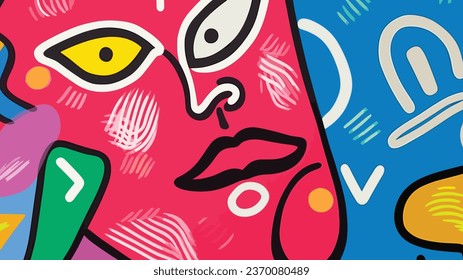 Vector colorful abstract doodle art illustration human