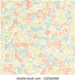 Vector colorful  abstract doodle background. Texture vintage baby seamless pattern. eps 10