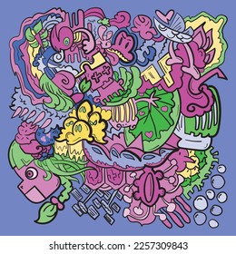 Vektorfarbige, abstrakte, fantasievolle Illustration, ideal für das Design digitaler Banner 2023