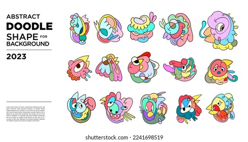 Vector colorful abstract doodle wave and fluid background vector set of illustration 2023