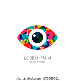 Logotipo de ojo abstracto de color vectorial, signo, elemento de diseño emblema. Concepto de diseño para óptica, tienda de anteojos, oculista, oftalmología, CCTV
