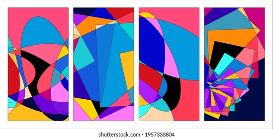 Vector colorful abstract fluid and geometric psychedelic background