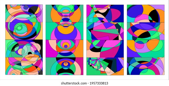 Vector colorful abstract fluid and geometric psychedelic background