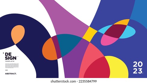 Vector colorful abstract fluid and geometric background for new year 2023