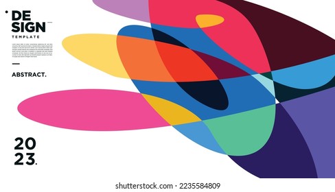 Vector colorful abstract fluid and geometric background for new year 2023
