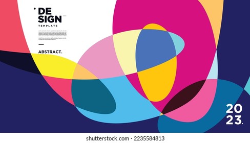 Vector colorful abstract fluid and geometric background for new year 2023