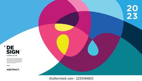 Vector colorful abstract fluid and geometric background for new year 2023