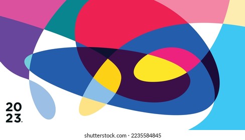 Vector colorful abstract fluid and geometric background for new year 2023