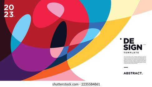 Vector colorful abstract fluid and geometric background for new year 2023